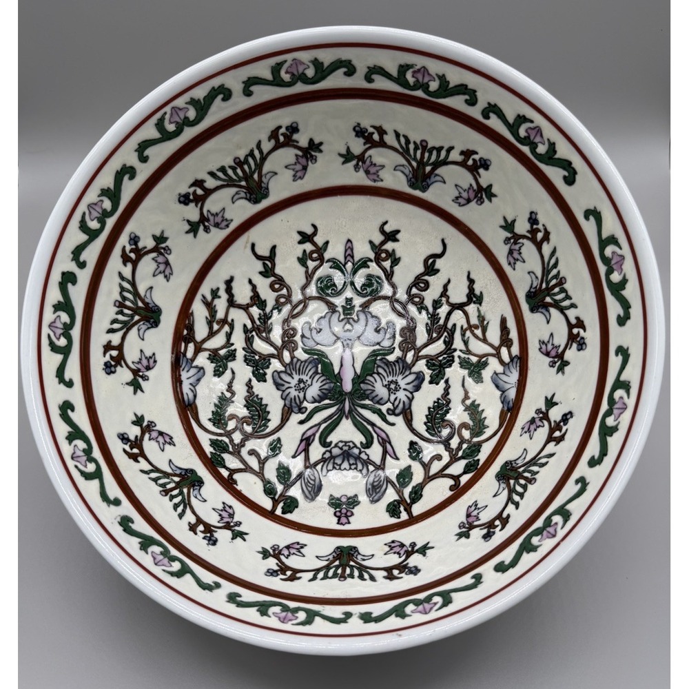 Vintage Tongzhi Style Chinese Porcelain Bowl Hand Painted Floral Decorative Dish
